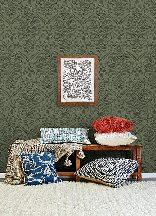 adavu-dark-green-damask-wallpaper-york-wallcoverings-4148-27440