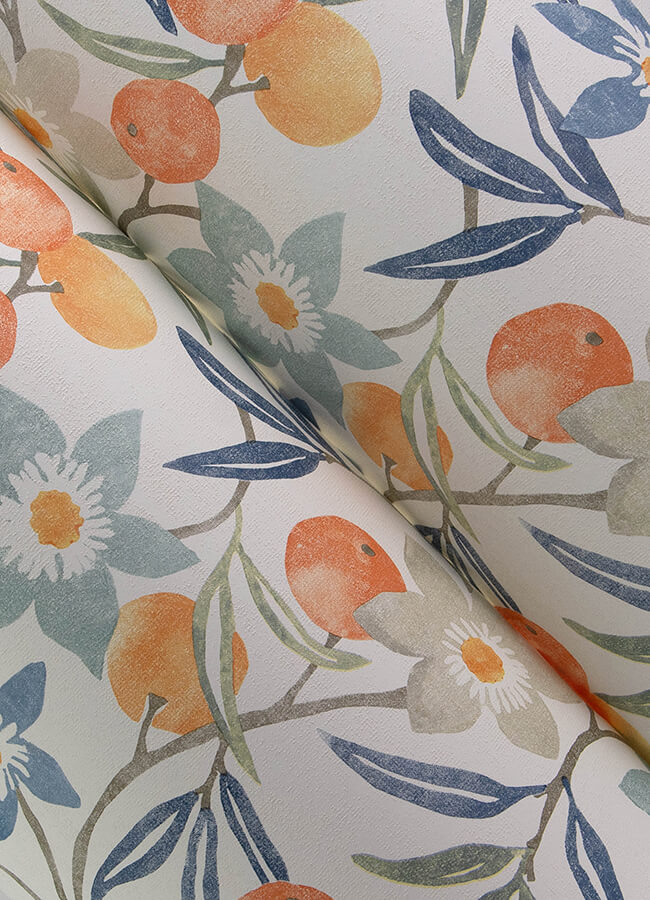 passiflora-blue-fruit-and-floral-wallpaper-york-wallcoverings-4148-27448 - York Wallcoverings Wallpaper