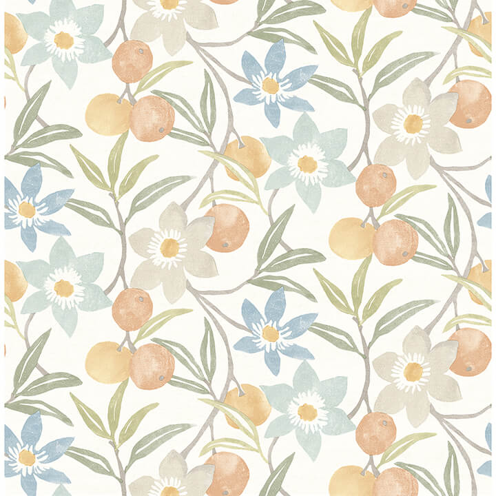 passiflora-apricot-fruit-and-floral-wallpaper-york-wallcoverings-4148-27449 - York Wallcoverings Wallpaper