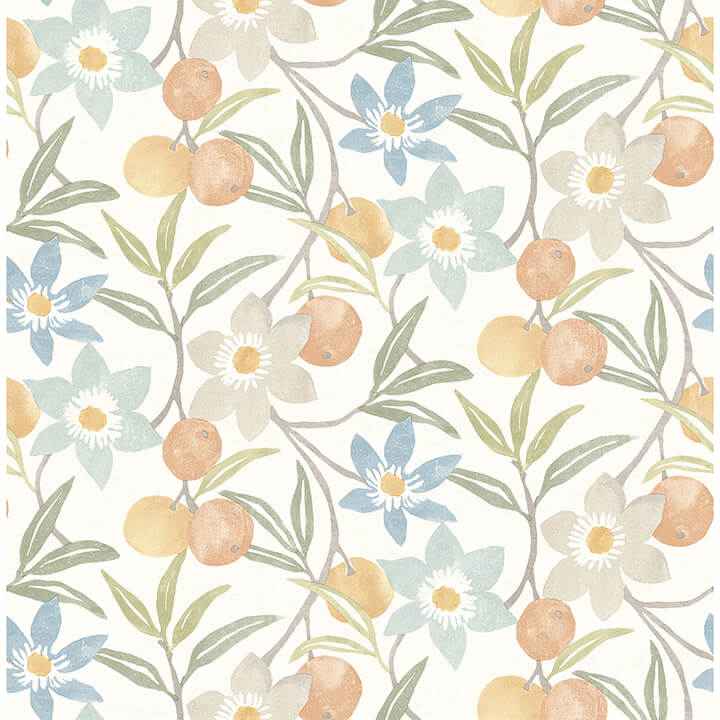 Passiflora Apricot Fruit and Floral Wallpaper - York Wallcoverings - 4148-27449 - York Wallcoverings Wallpaper