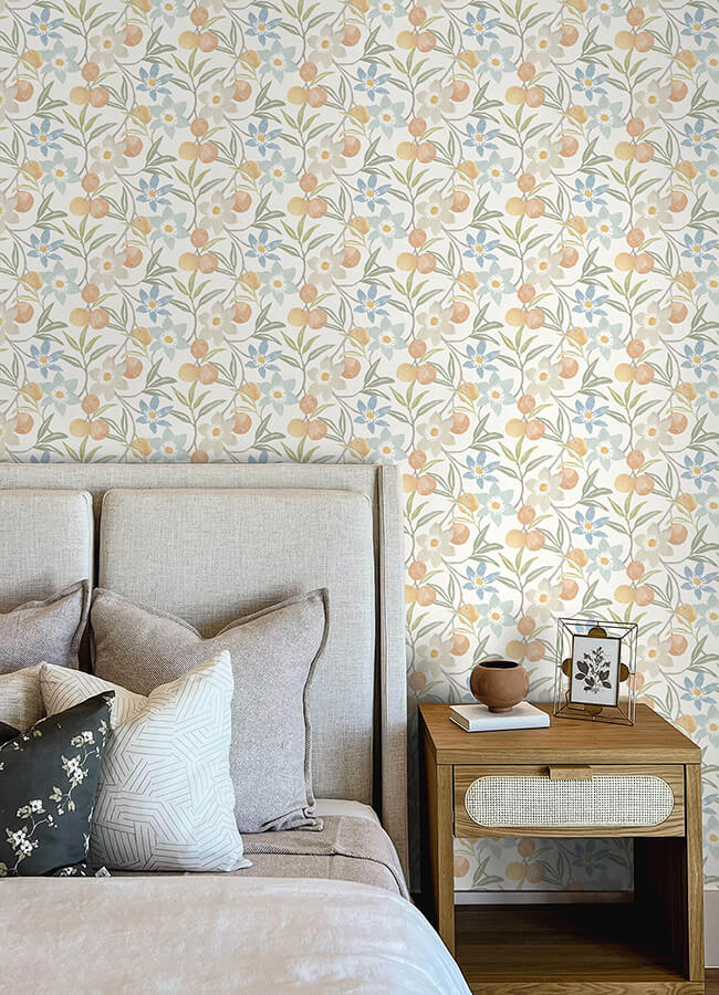 passiflora-apricot-fruit-and-floral-wallpaper-york-wallcoverings-4148-27449 - York Wallcoverings Wallpaper