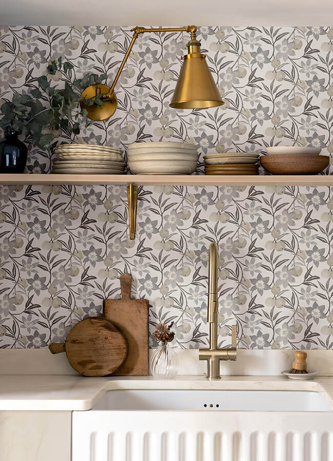 passiflora-charcoal-fruit-and-floral-wallpaper-york-wallcoverings-4148-27451 - York Wallcoverings Wallpaper