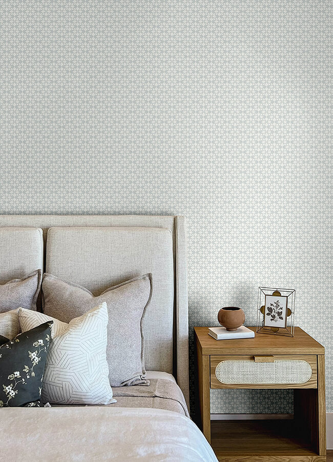 phlox-light-blue-floral-stamp-wallpaper-york-wallcoverings-4148-27452 - York Wallcoverings Wallpaper