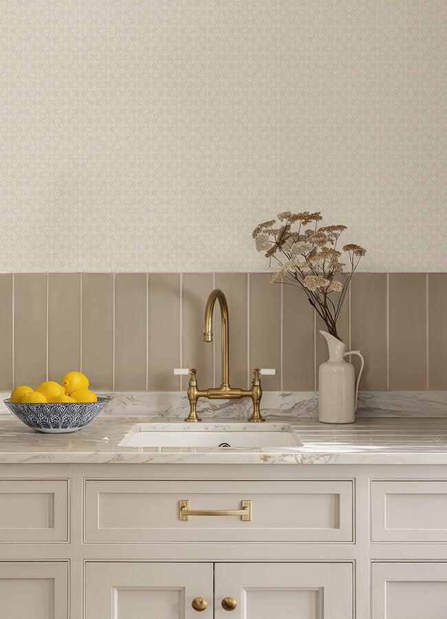 phlox-beige-floral-stamp-wallpaper-york-wallcoverings-4148-27453 - York Wallcoverings Wallpaper