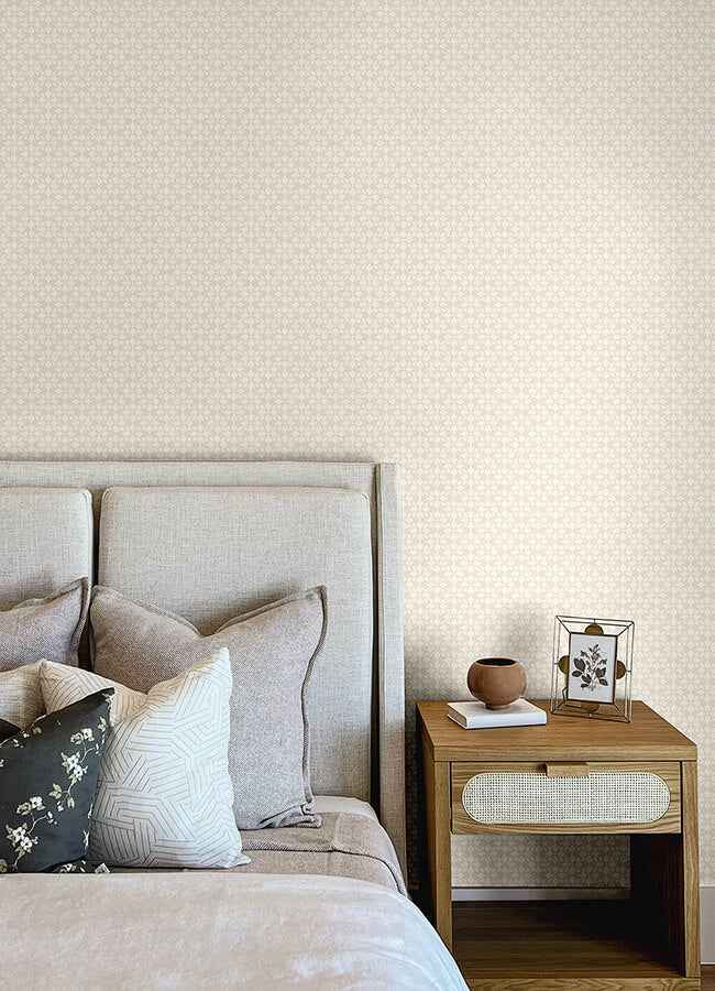 Phlox Khaki Floral Stamp Wallpaper - York Wallcoverings - 4148-27455 - York Wallcoverings Wallpaper