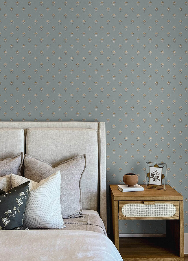 surdiva-denim-floral-fan-wallpaper-york-wallcoverings-4148-27456 - York Wallcoverings Wallpaper