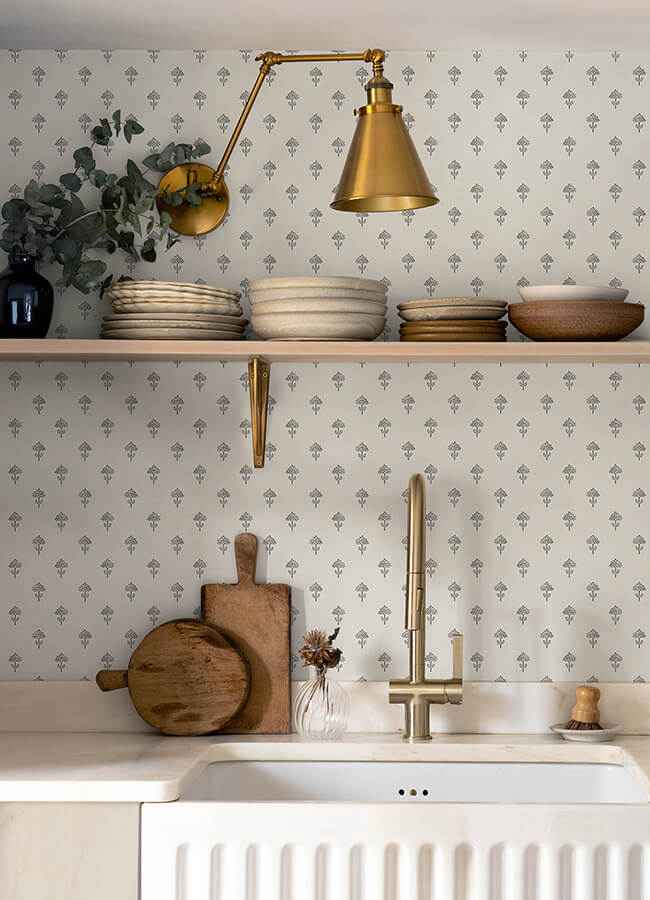Surdiva Ivory Floral Fan Wallpaper - York Wallcoverings - 4148-27457 - York Wallcoverings Wallpaper