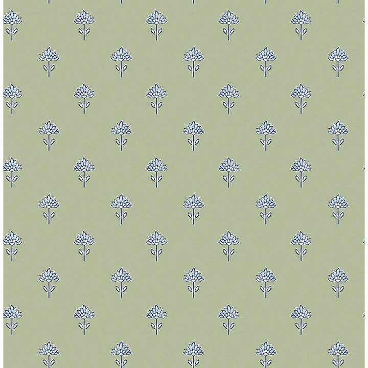 Surdiva Green Floral Fan Wallpaper - York Wallcoverings - 4148-27459