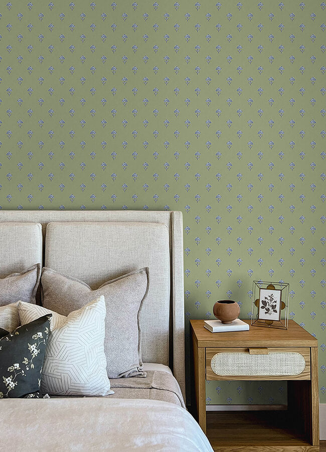 surdiva-green-floral-fan-wallpaper-york-wallcoverings-4148-27459 - York Wallcoverings Wallpaper