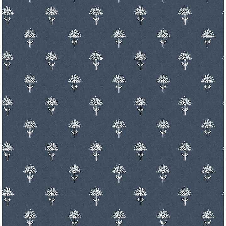 Surdiva Indigo Floral Fan Wallpaper - York Wallcoverings - 4148-27461 - York Wallcoverings Wallpaper