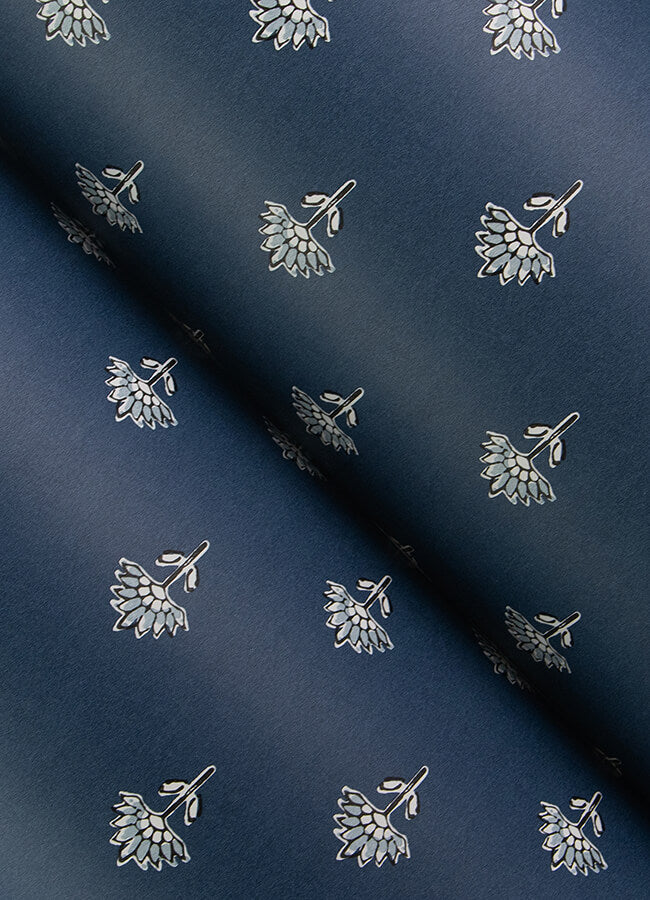 surdiva-indigo-floral-fan-wallpaper-york-wallcoverings-4148-27461 - York Wallcoverings Wallpaper
