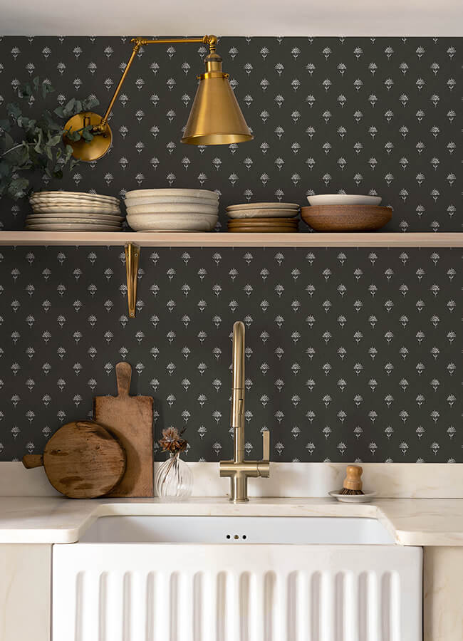surdiva-black-floral-fan-wallpaper-york-wallcoverings-4148-27462 - York Wallcoverings Wallpaper