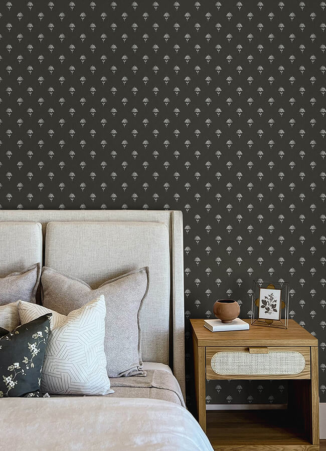 surdiva-black-floral-fan-wallpaper-york-wallcoverings-4148-27462 - York Wallcoverings Wallpaper