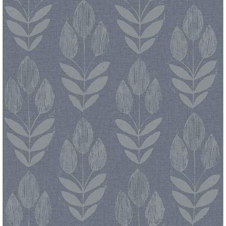 Garland Denim Block Tulip Wallpaper - York Wallcoverings - 4148-27473