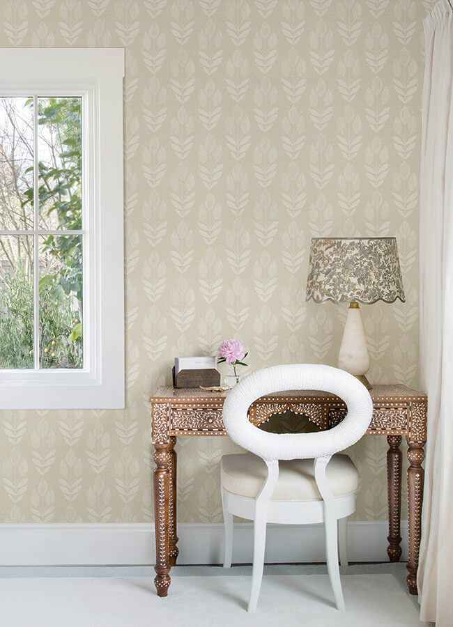 garland-khaki-block-tulip-wallpaper-york-wallcoverings-4148-27474 - York Wallcoverings Wallpaper