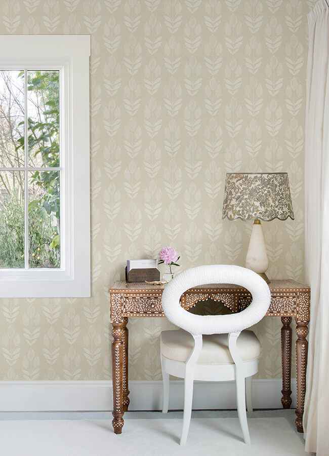 Garland Khaki Block Tulip Wallpaper - York Wallcoverings - 4148-27474 - York Wallcoverings Wallpaper