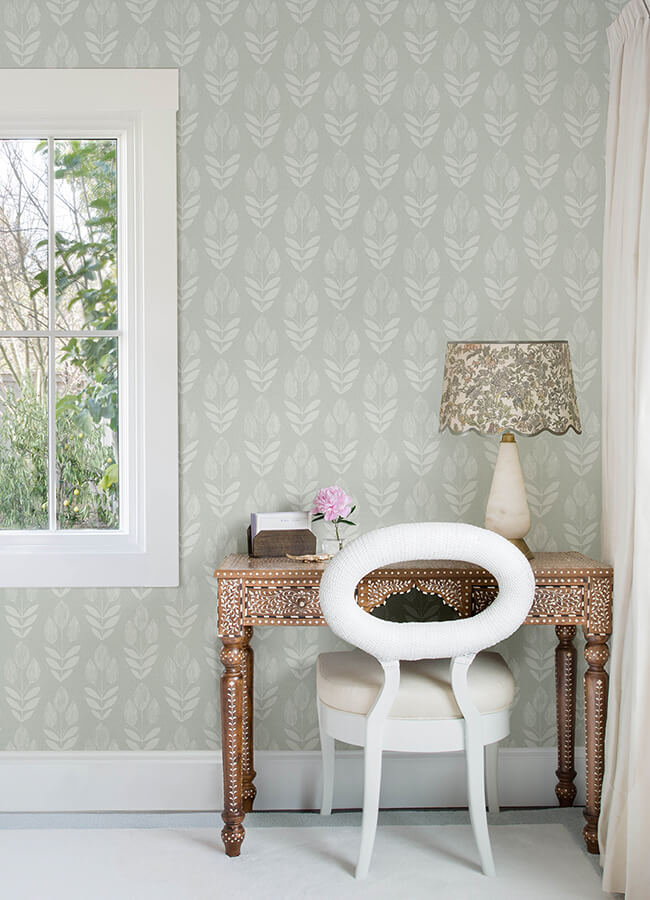 garland-aqua-block-tulip-wallpaper-york-wallcoverings-4148-27475 - York Wallcoverings Wallpaper