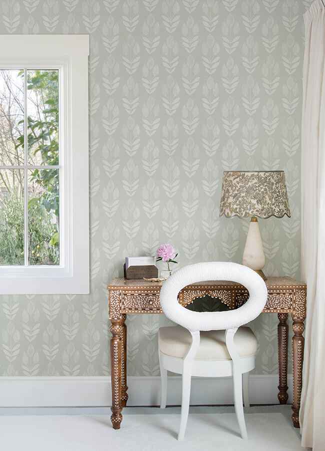 Garland Aqua Block Tulip Wallpaper - York Wallcoverings - 4148-27475 - York Wallcoverings Wallpaper