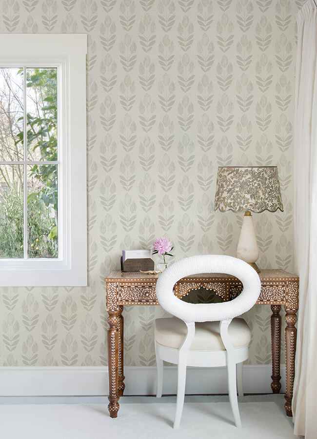 Garland Light Grey Block Tulip Wallpaper - York Wallcoverings - 4148-27476 - York Wallcoverings Wallpaper
