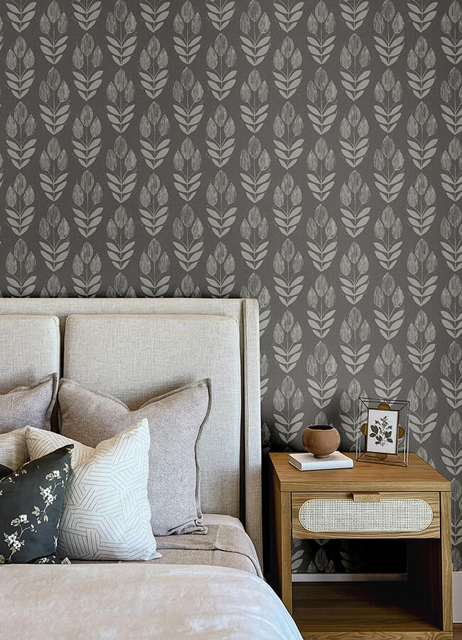 garland-charcoal-block-tulip-wallpaper-york-wallcoverings-4148-27477 - York Wallcoverings Wallpaper