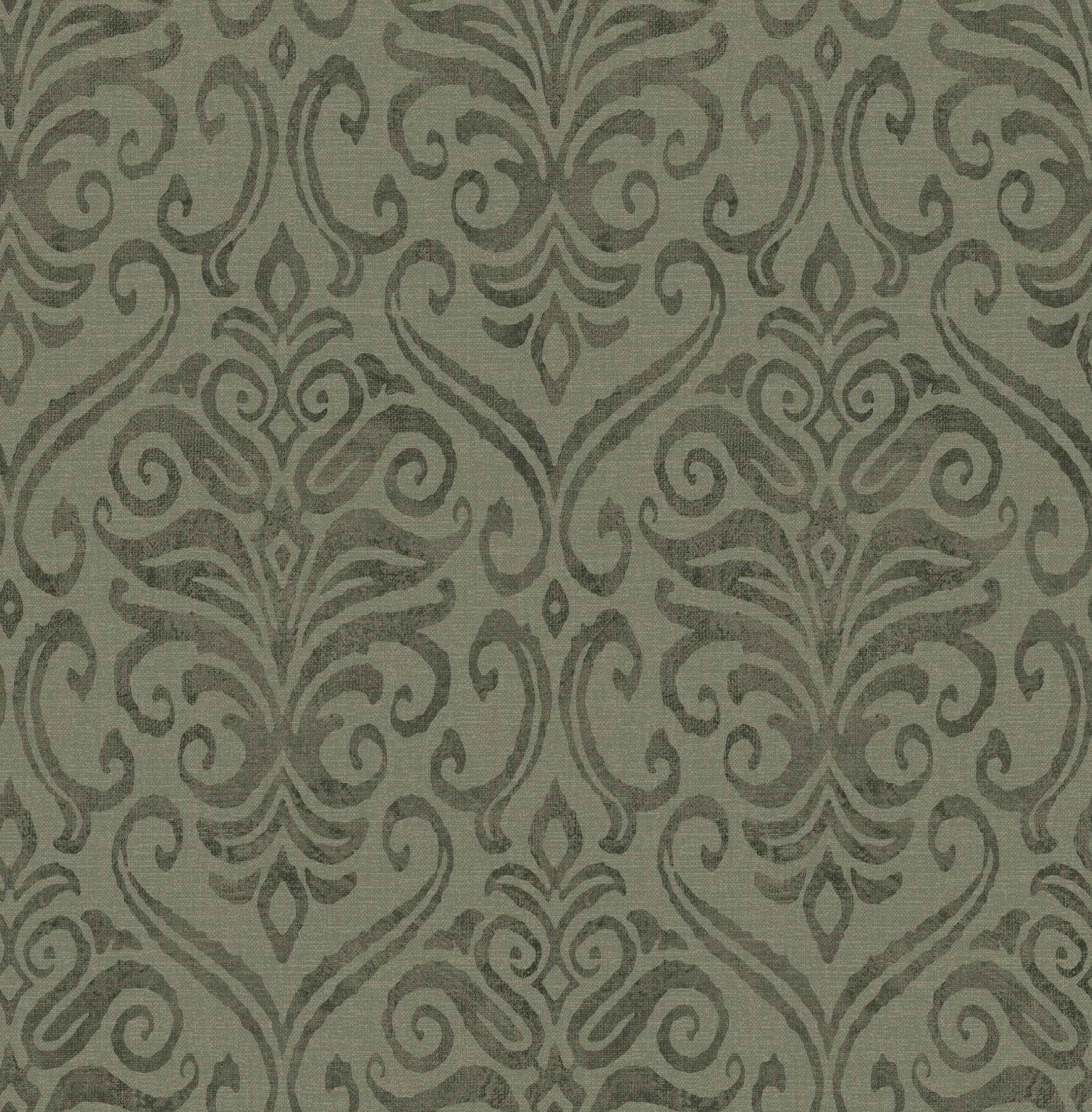 Adavu Dark Green Damask Wallpaper - York Wallcoverings - 4148-27440 - York Wallcoverings Wallpaper