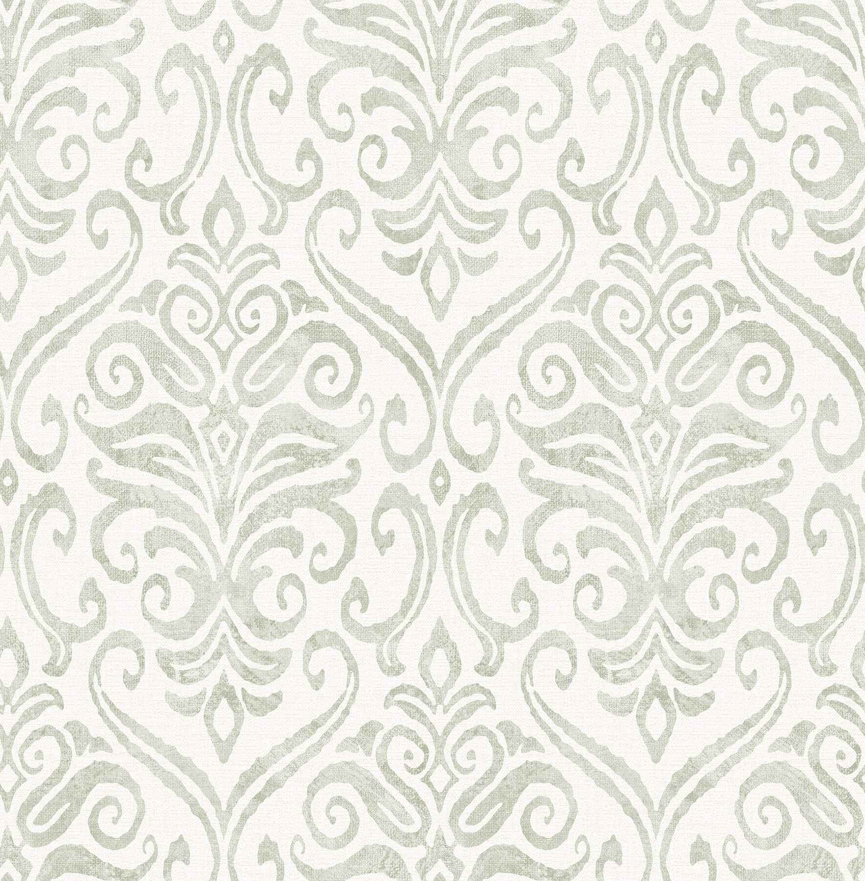 Adavu Sage Damask Wallpaper - York Wallcoverings - 4148-27441