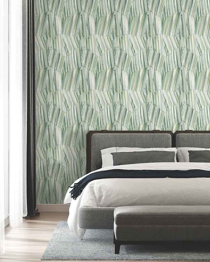 Masterwork Sea Green Brushstrokes Wallpaper - York Wallcoverings - 4178-4454 - York Wallcoverings Wallpaper