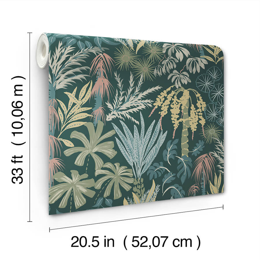 everglades-dark-green-botanical-wallpaper-york-wallcoverings-4172-27480 - York Wallcoverings Wallpaper