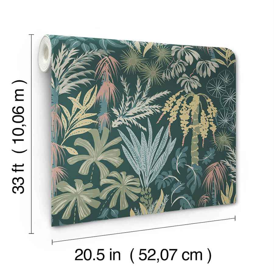 Everglades Dark Green Botanical Wallpaper - York Wallcoverings - 4172-27480 - York Wallcoverings Wallpaper