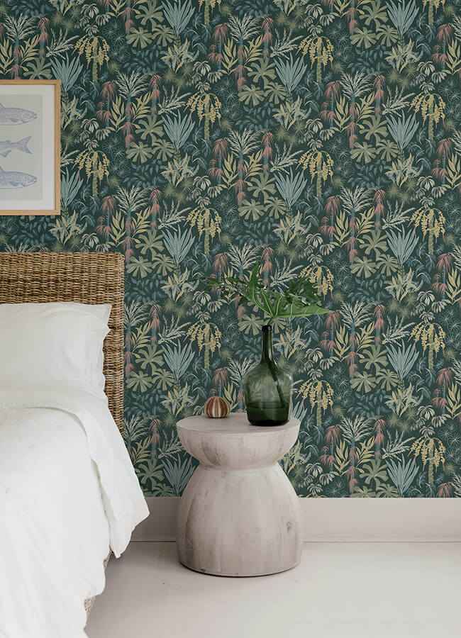 Everglades Dark Green Botanical Wallpaper - York Wallcoverings - 4172-27480 - York Wallcoverings Wallpaper