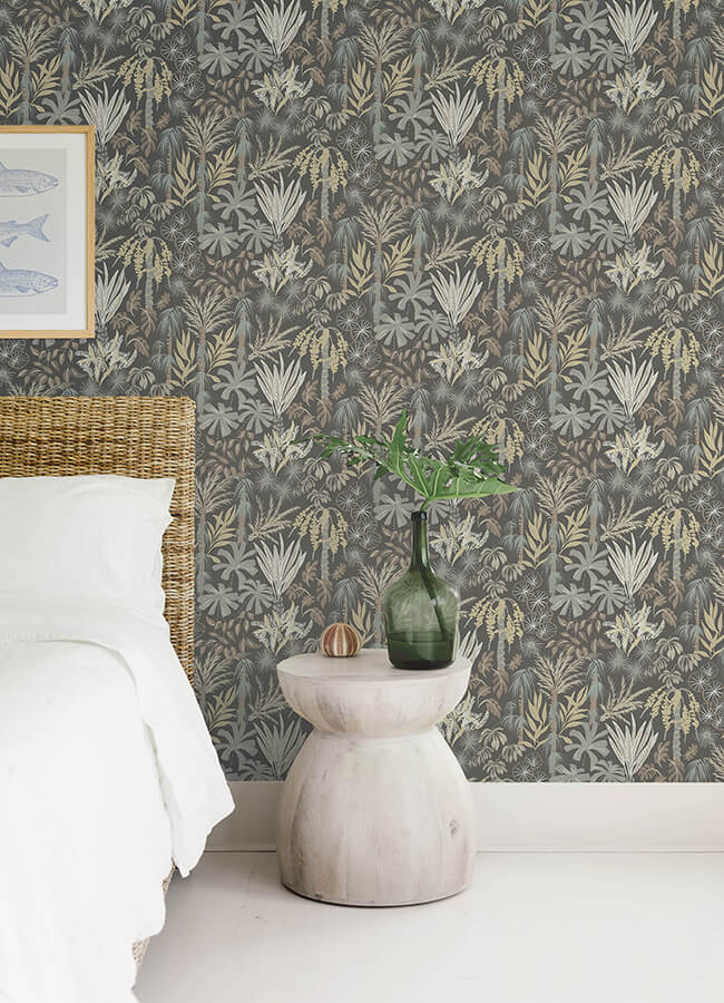 everglades-grey-botanical-wallpaper-york-wallcoverings-4172-27481 - York Wallcoverings Wallpaper
