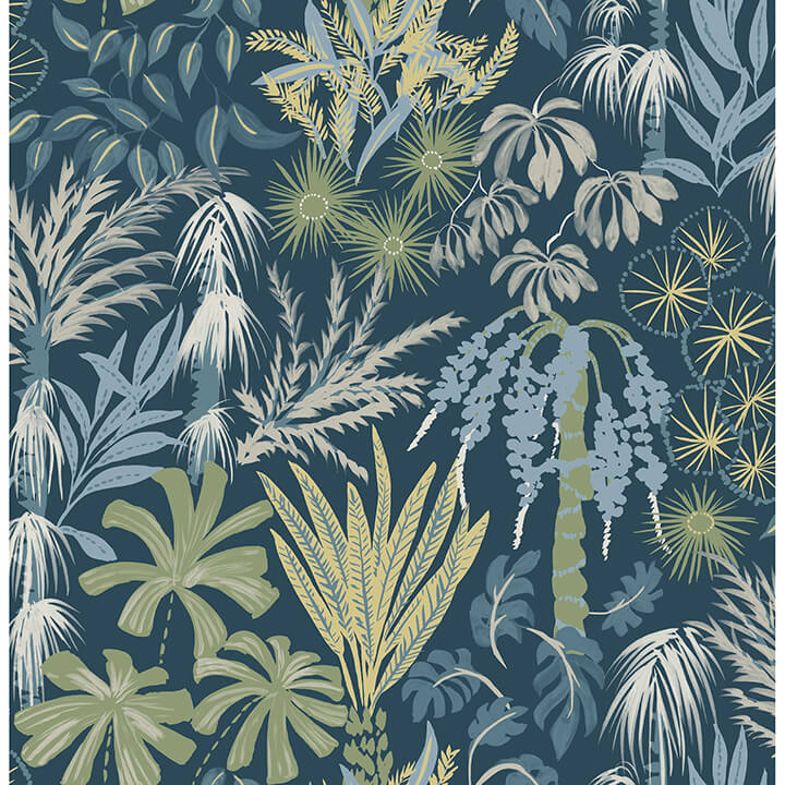 everglades-teal-botanical-wallpaper-york-wallcoverings-4172-27482 - York Wallcoverings Wallpaper