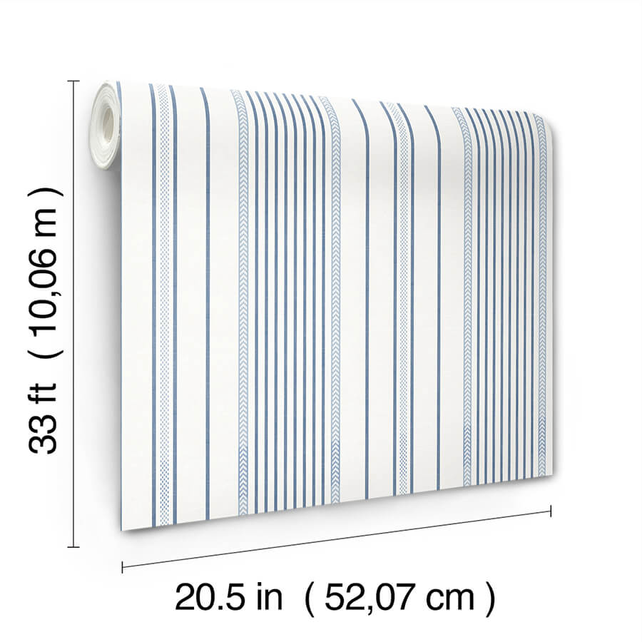navarres-stripe-blue-faux-linen-wallpaper-york-wallcoverings-4172-27484 - York Wallcoverings Papel pintado