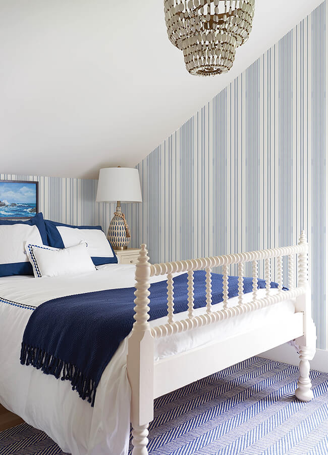 navarres-stripe-blue-faux-linen-wallpaper-york-wallcoverings-4172-27484 - York Wallcoverings Papel pintado