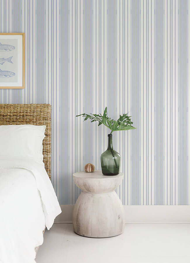 navarres-stripe-blue-faux-linen-wallpaper-york-wallcoverings-4172-27484 - York Wallcoverings Papel pintado