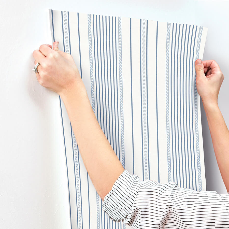 navarres-stripe-blue-faux-linen-wallpaper-york-wallcoverings-4172-27484 - York Wallcoverings Papel pintado