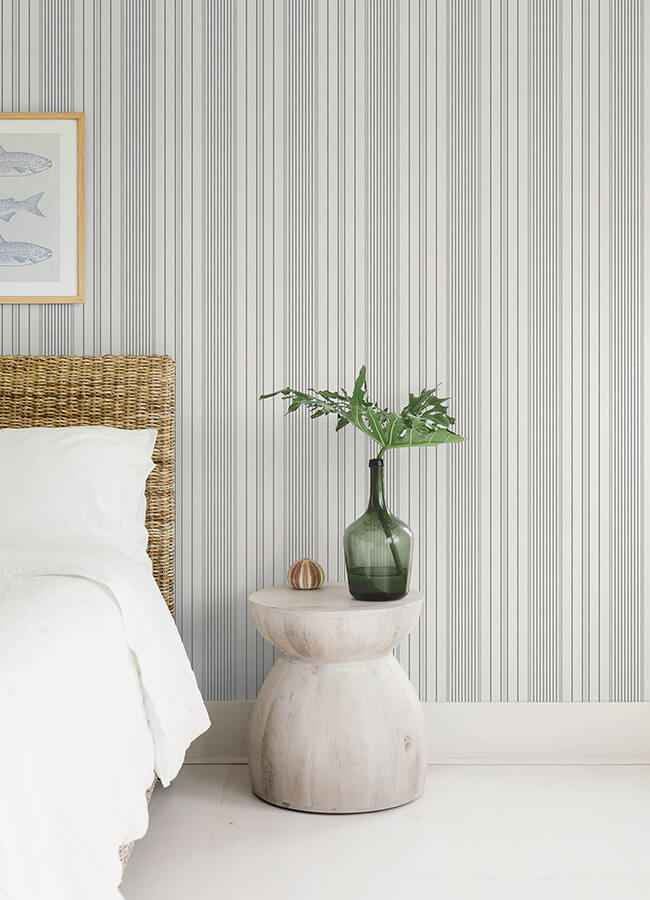 Navarres Stripe Charcoal Faux Linen Wallpaper - York Wallcoverings - 4172-27486 - York Wallcoverings Wallpaper