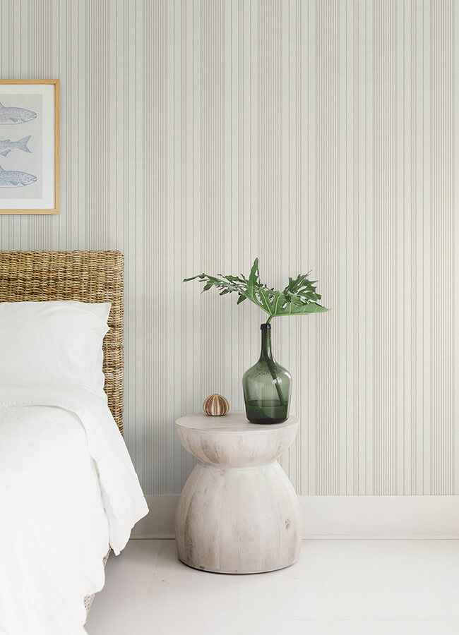 Navarres Stripe Neutral Faux Linen Wallpaper - York Wallcoverings - 4172-27487 - York Wallcoverings Wallpaper