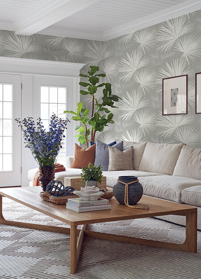 hatteras-grey-palms-wallpaper-york-wallcoverings-4172-27488 - York Wallcoverings Wallpaper