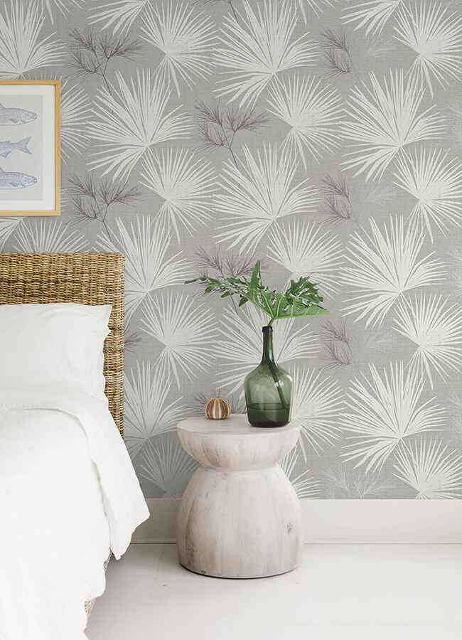 Hatteras Grey Palms Wallpaper - York Wallcoverings - 4172-27488 - York Wallcoverings Wallpaper