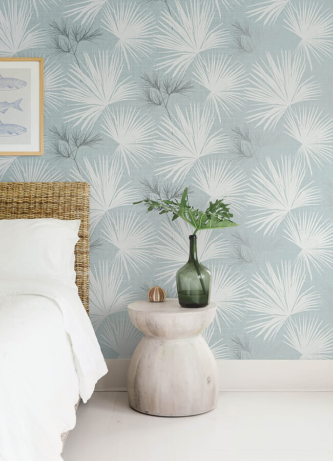 hatteras-sky-blue-palms-wallpaper-york-wallcoverings-4172-27491 - York Wallcoverings Wallpaper