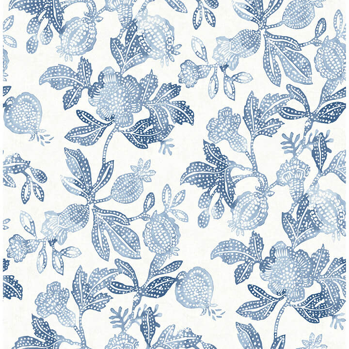 beach-rose-blue-floral-fruits-wallpaper-york-wallcoverings-4172-27492 - York Wallcoverings Wallpaper