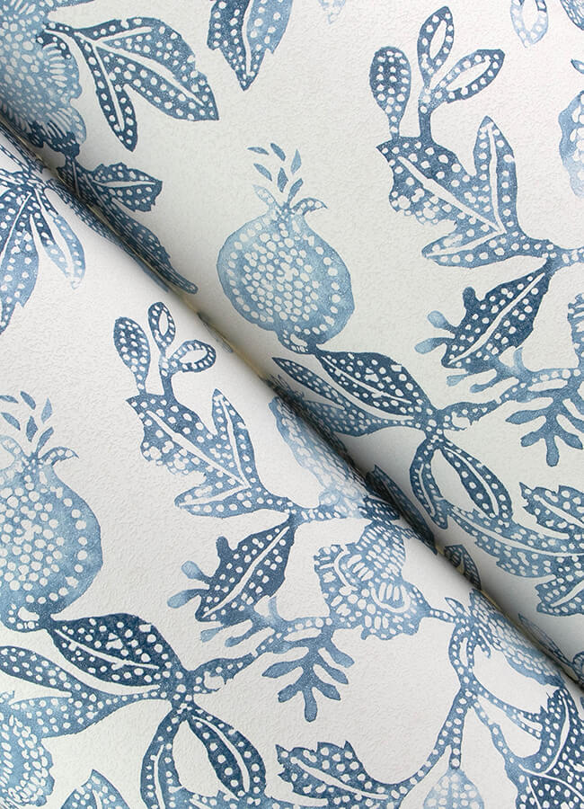 beach-rose-blue-floral-fruits-wallpaper-york-wallcoverings-4172-27492 - York Wallcoverings Wallpaper
