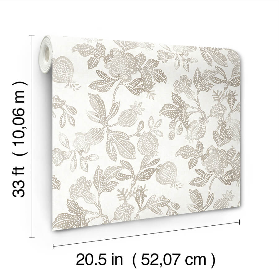 beach-rose-neutral-floral-fruits-wallpaper-york-wallcoverings-4172-27493 - York Wallcoverings Wallpaper