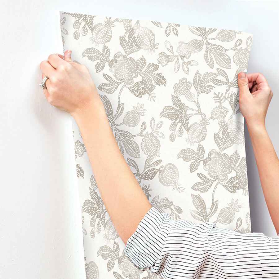 Beach Rose Neutral Floral Fruits Wallpaper - York Wallcoverings - 4172-27493 - York Wallcoverings Wallpaper