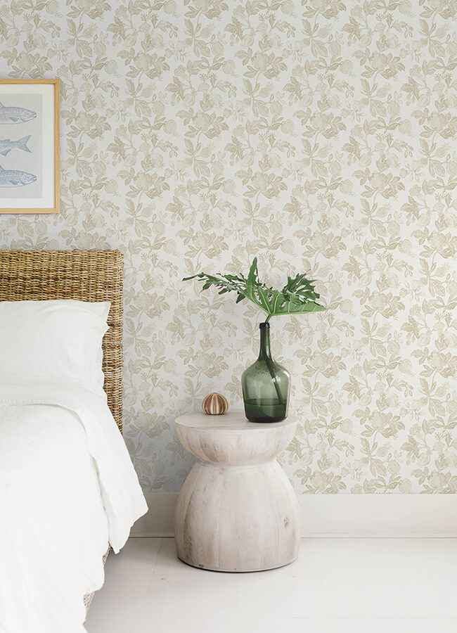 Beach Rose Champagne Floral Fruits Wallpaper - York Wallcoverings - 4172-27495