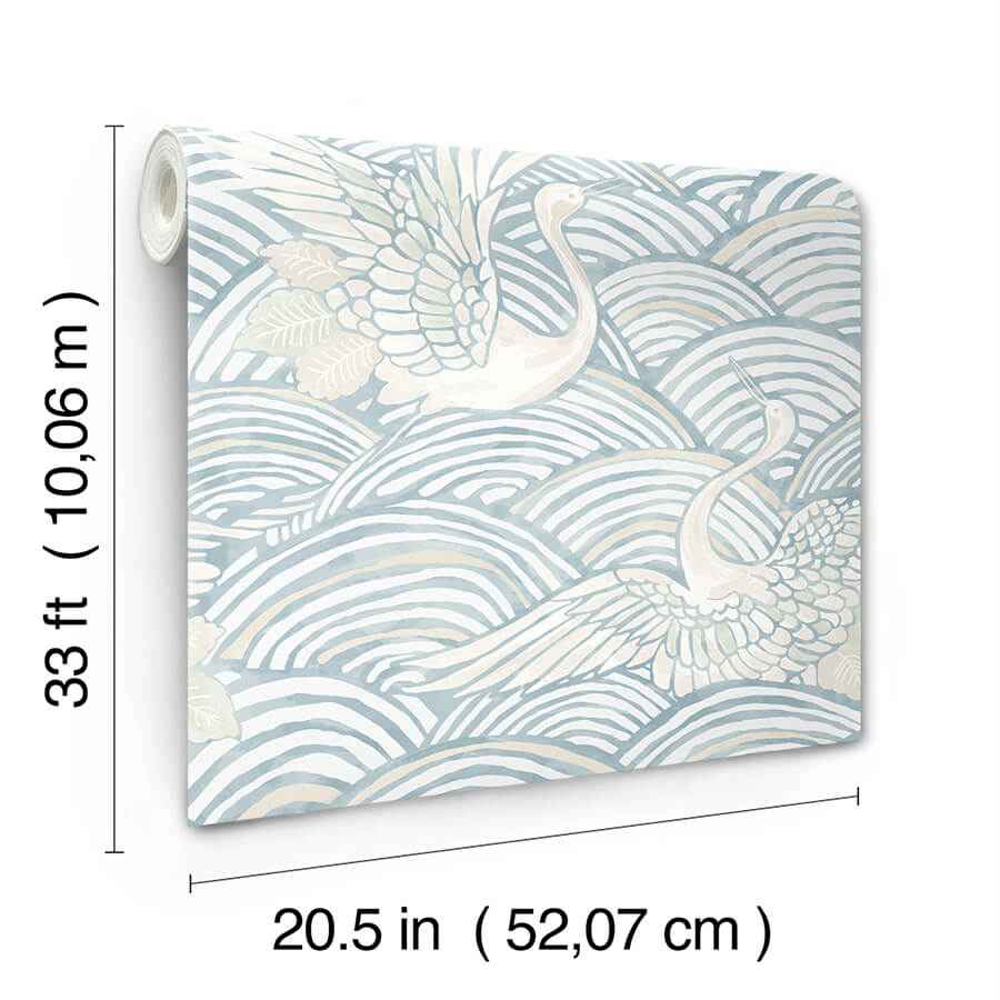 Egret Sky Blue Tidal Dance Wallpaper - York Wallcoverings - 4172-27498 - York Wallcoverings Wallpaper