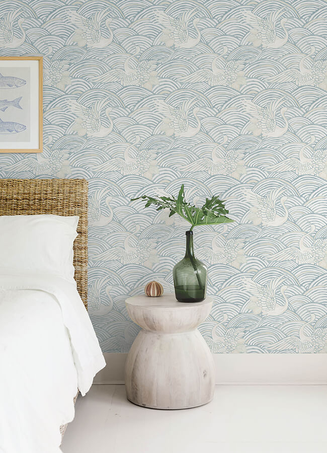 egret-sky-blue-tidal-dance-wallpaper-york-wallcoverings-4172-27498 - York Wallcoverings Wallpaper