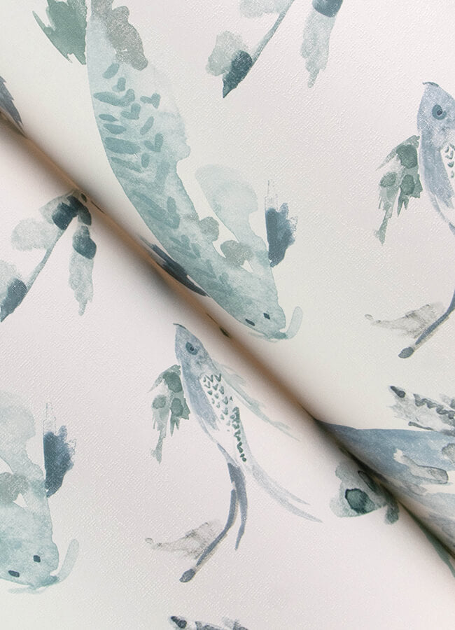 koi-blue-fish-wallpaper-york-wallcoverings-4172-27500 - York Wallcoverings Wallpaper