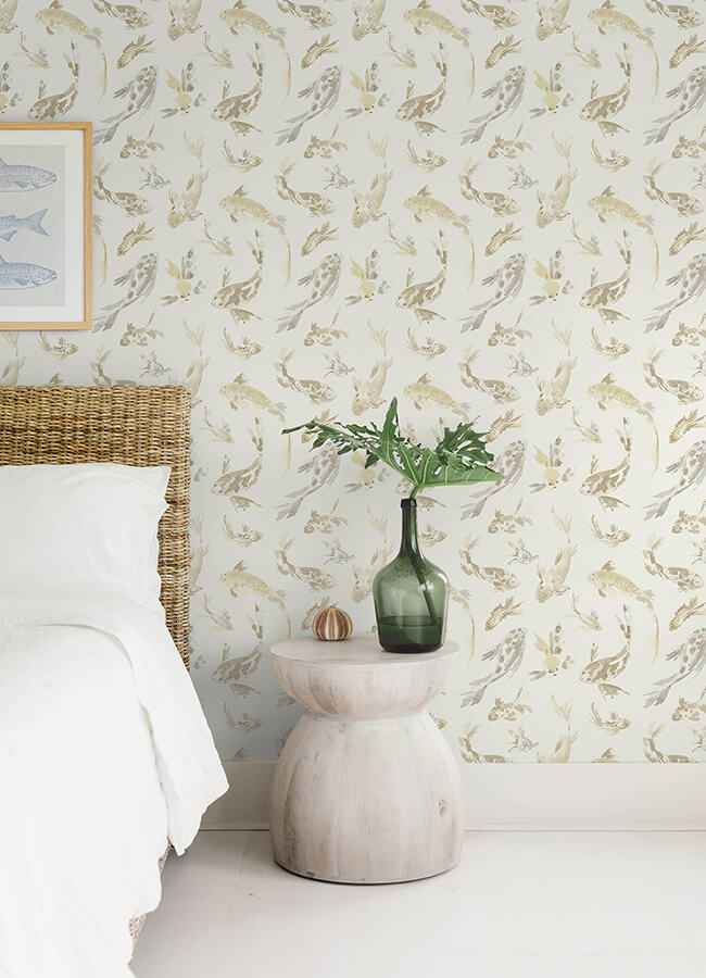 Koi Metallic Fish Wallpaper - York Wallcoverings - 4172-27501 - York Wallcoverings Wallpaper